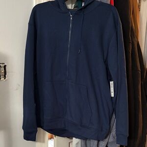 Men's Navy Blue Full-Zip Hoodie